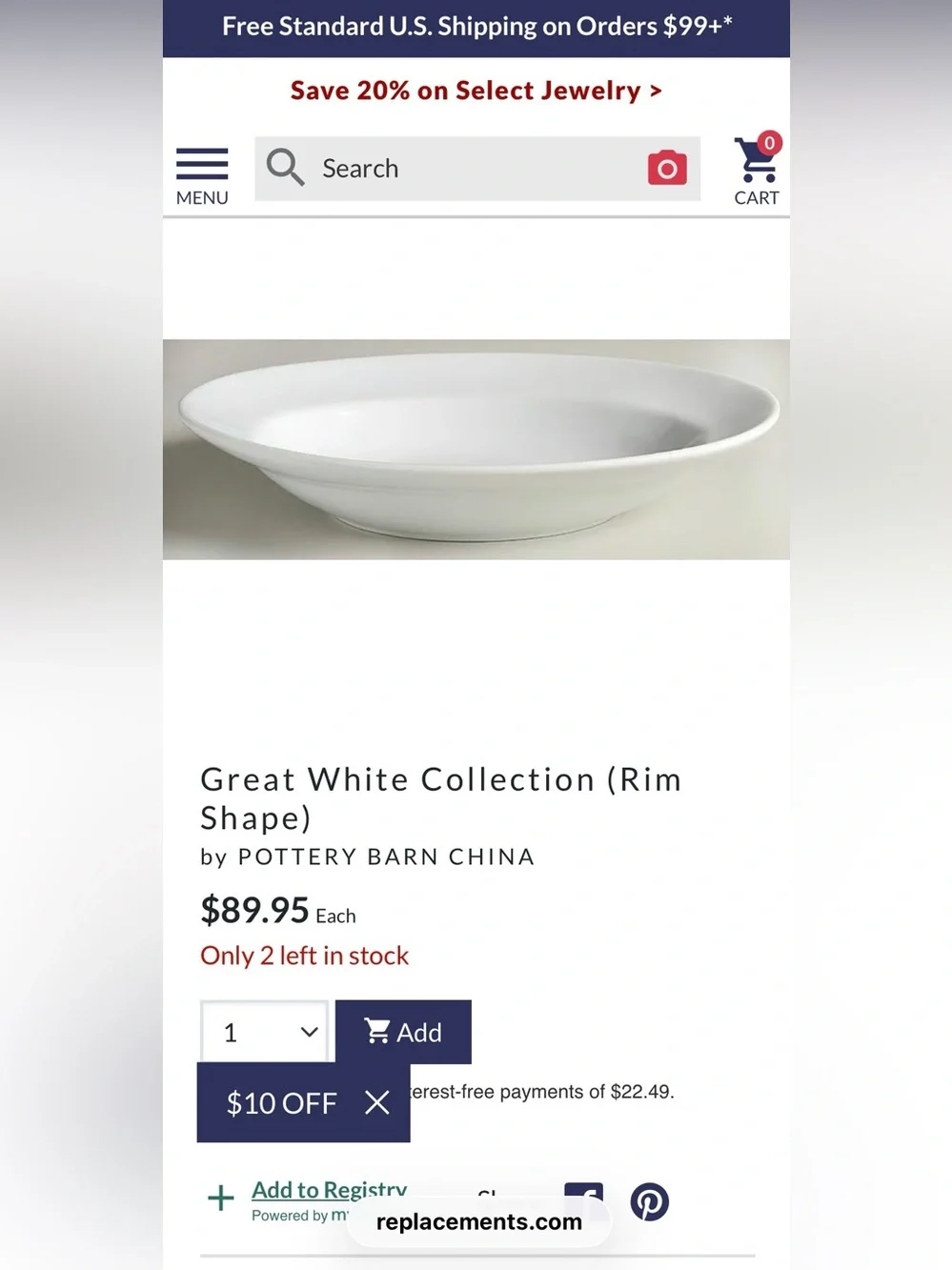 Pottery Barn Great White 2 Oval serving dish (OV13)